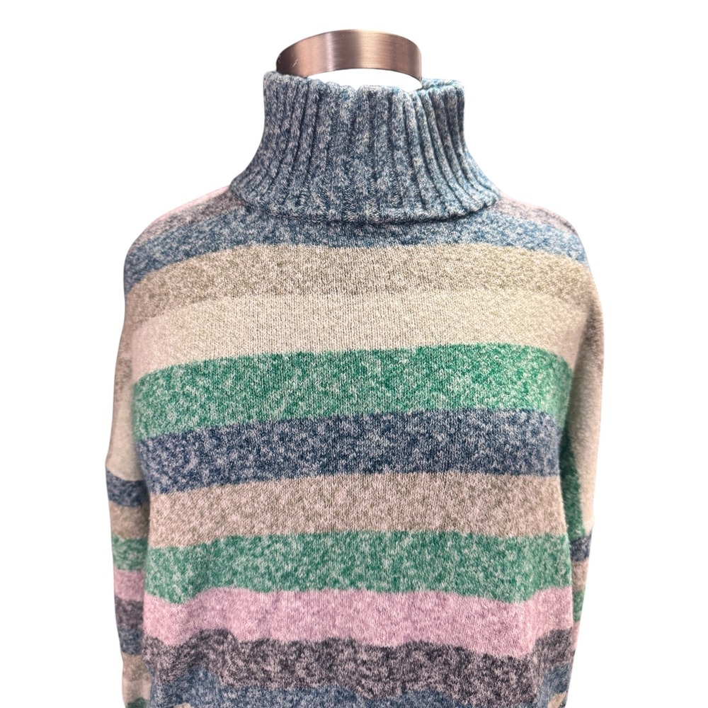 Eddie Bauer Striped Turtleneck Sweater Womens XL‎ Cotton Blend Oversized Soft